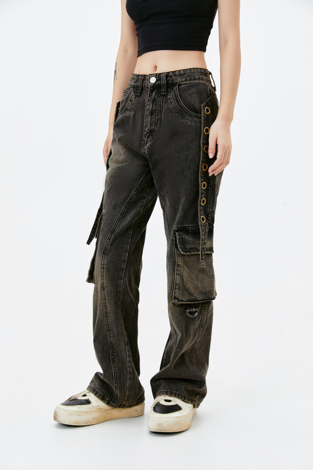 Black straight leg jeans