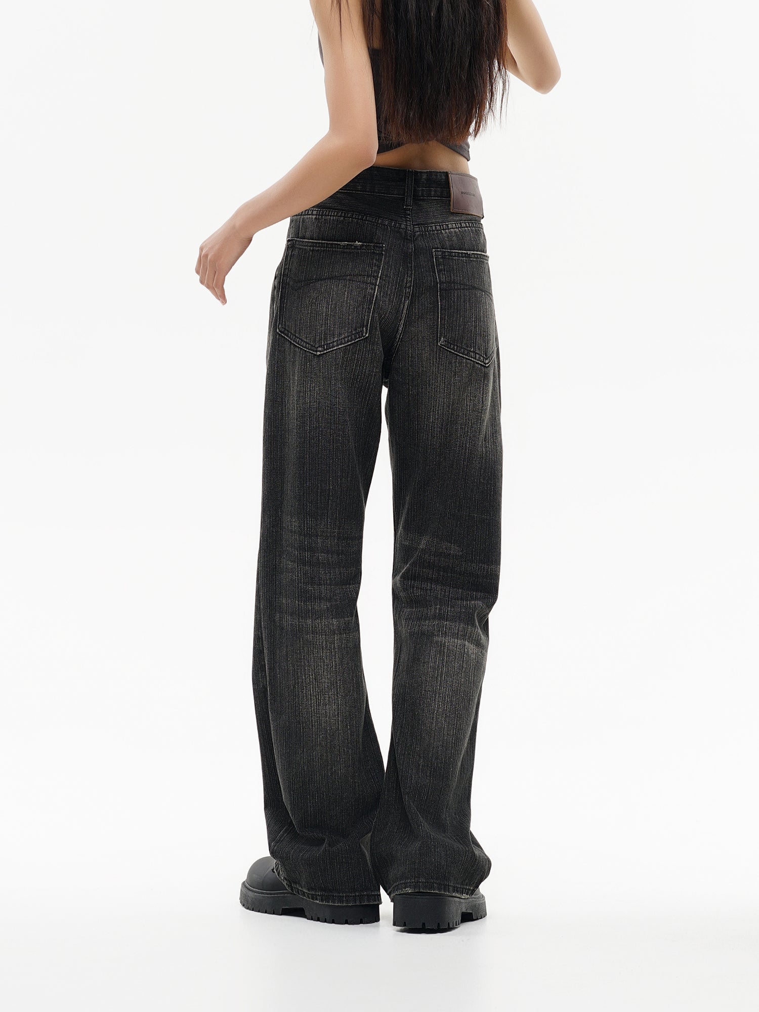 Amii Black Straight Leg Jeans