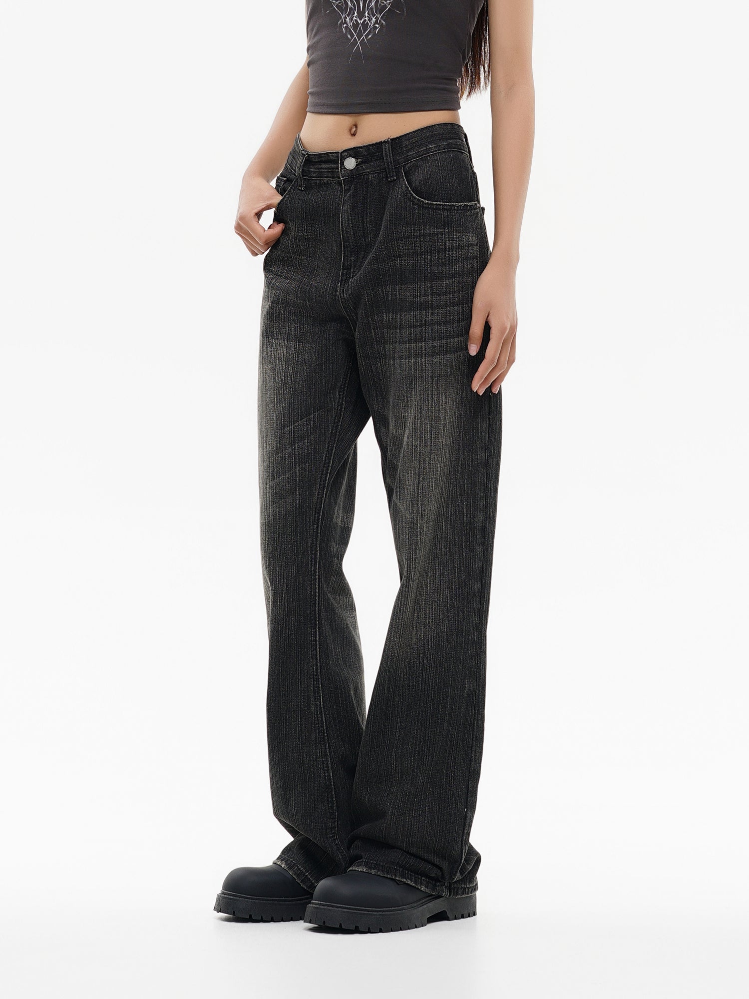 Amii Black Straight Leg Jeans