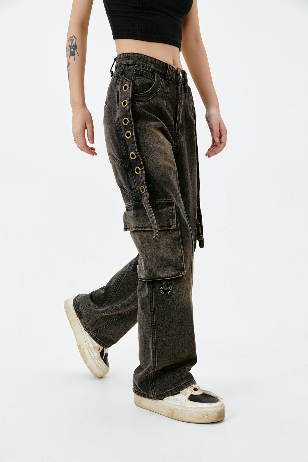 Black straight leg jeans