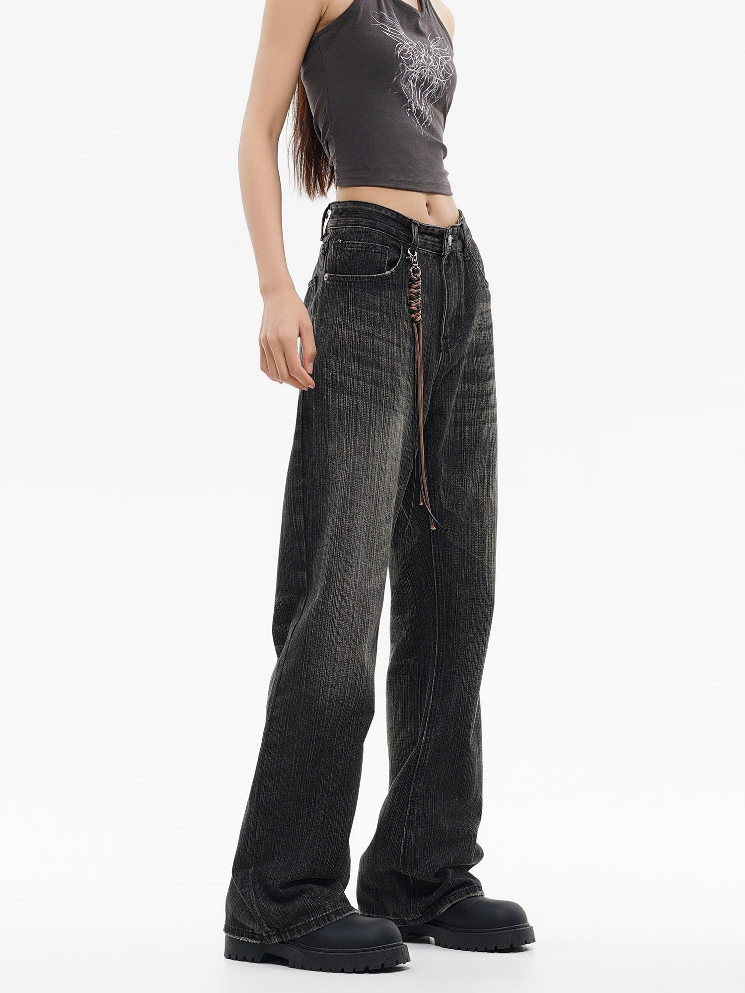 Amii Black Straight Leg Jeans