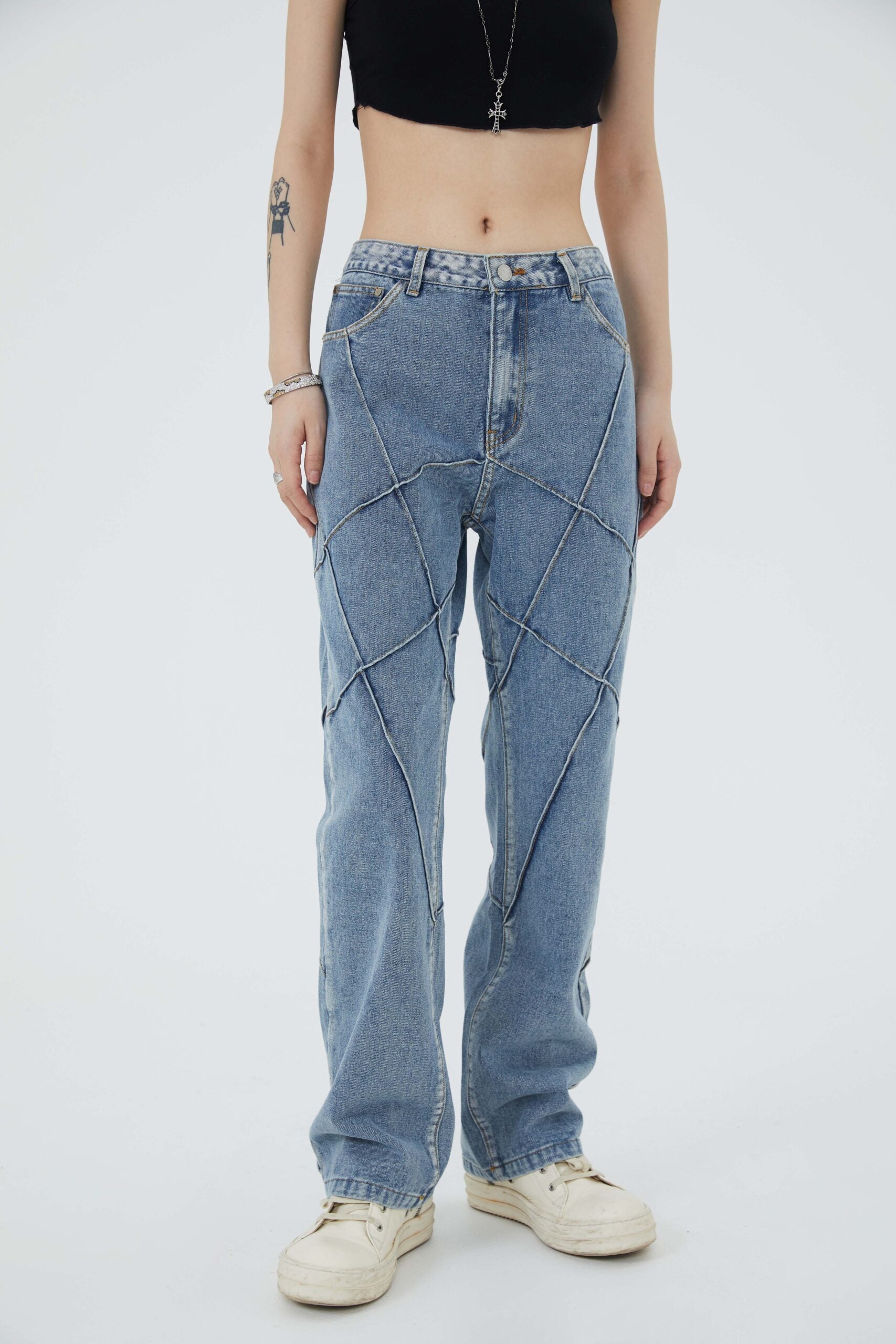 Mesh Denim Jeans