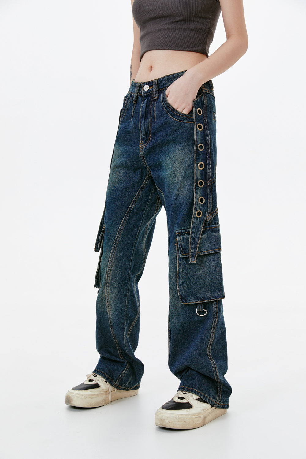 Black straight leg jeans