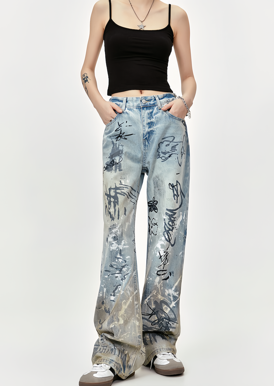 Graffiti Print jeans