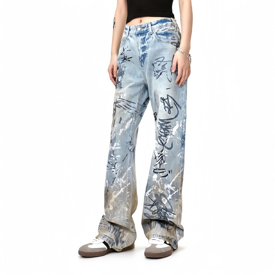 Graffiti Print jeans