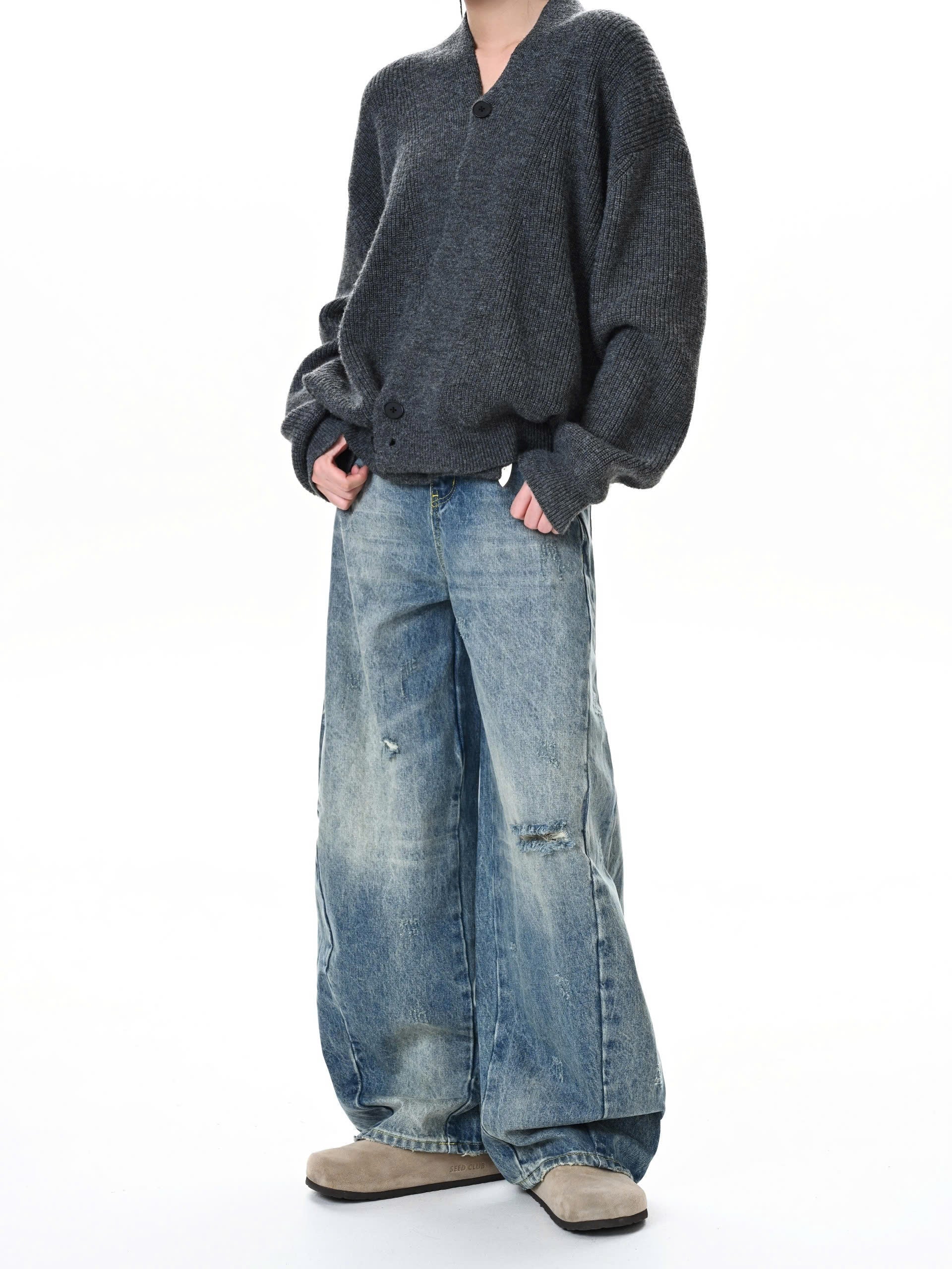 B45 Distressed Straight leg jeans