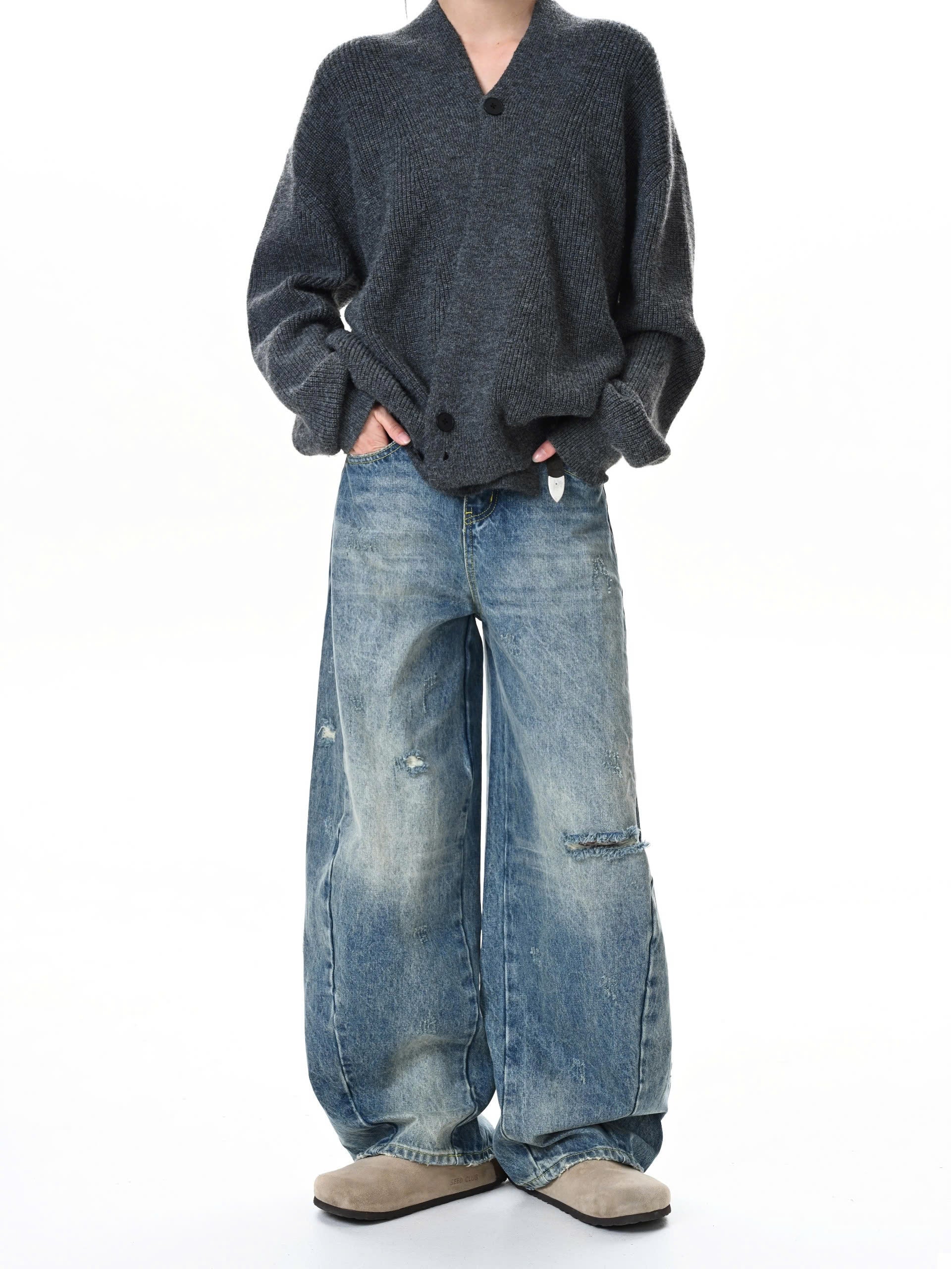 B45 Distressed Straight leg jeans